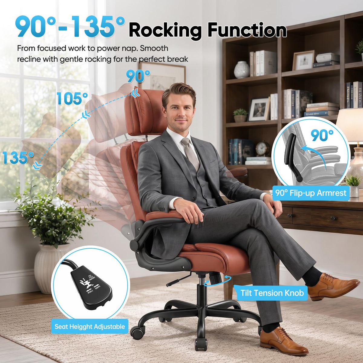 Big and Tall Office Chair with Adjustable Headrest X773