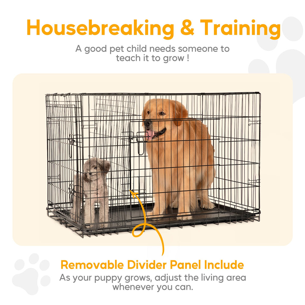 48 Inch Double Door Folding Metal Dog Crate with Divider Q260
