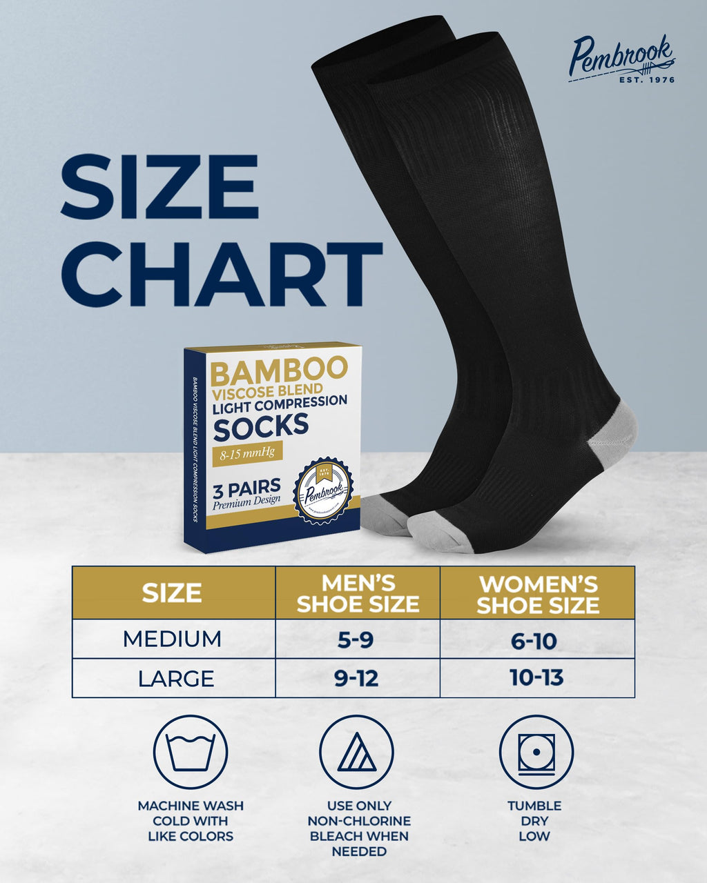 Bamboo Viscose 3 Pairs 8-15 mmhg Knee High Compression Socks Q185
