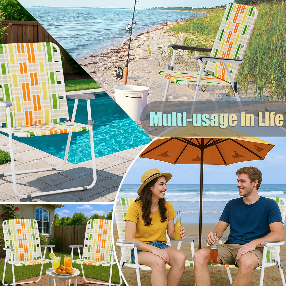 Webbed Lawn Chairs Set of 2 Lightweight G87586