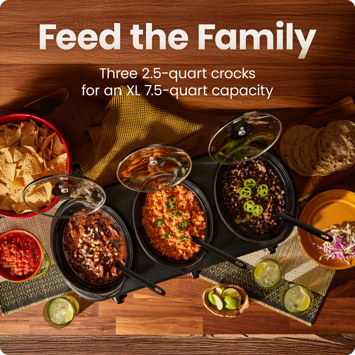 Triple Slow Cooker with 2.5 Qt Ceramic Crocks S83378