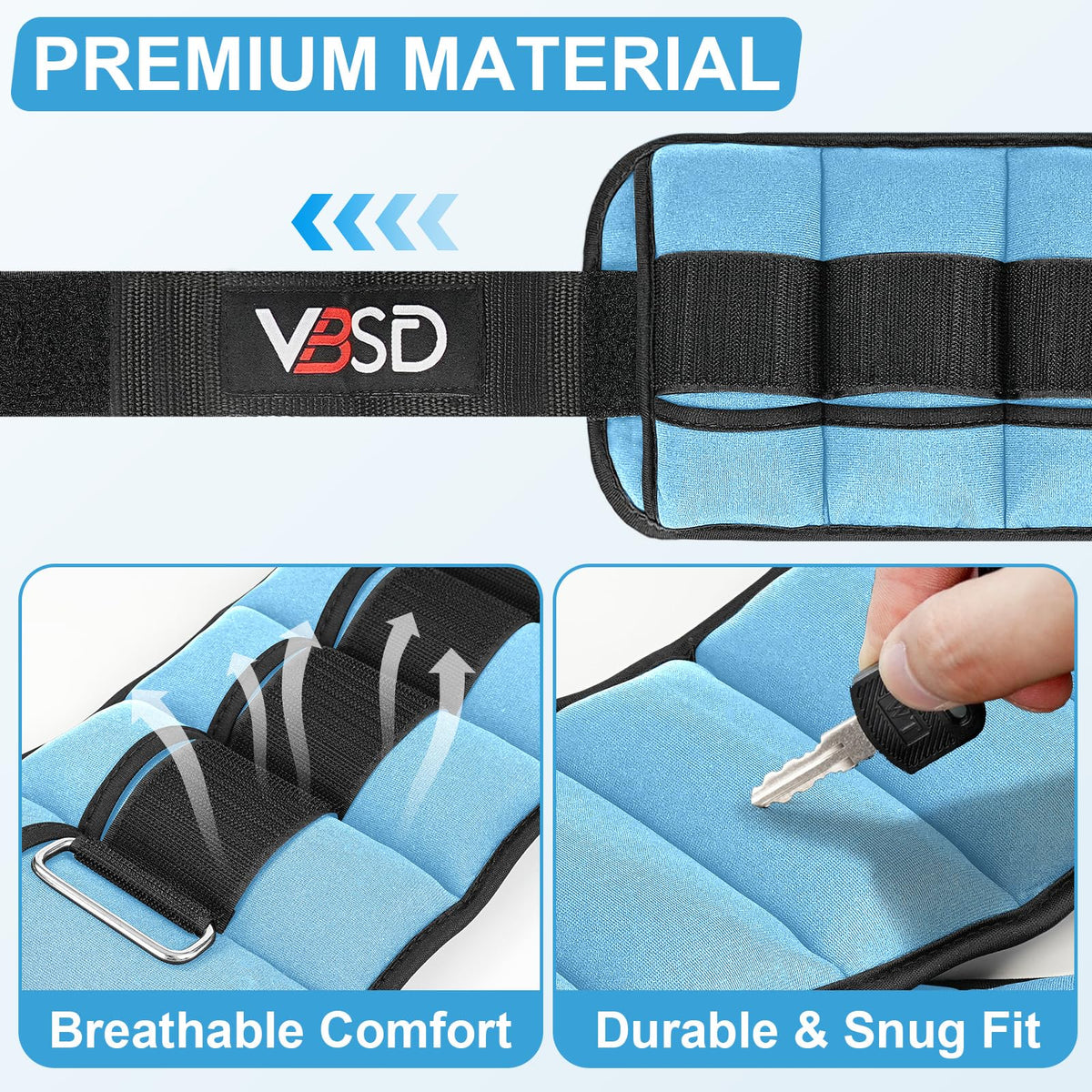 Adjustable Ankle Weights 10lb 1 Pair Blue W1853