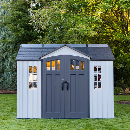10x8 Ft Gray Resin Outdoor Storage Shed with Double Doors A335457