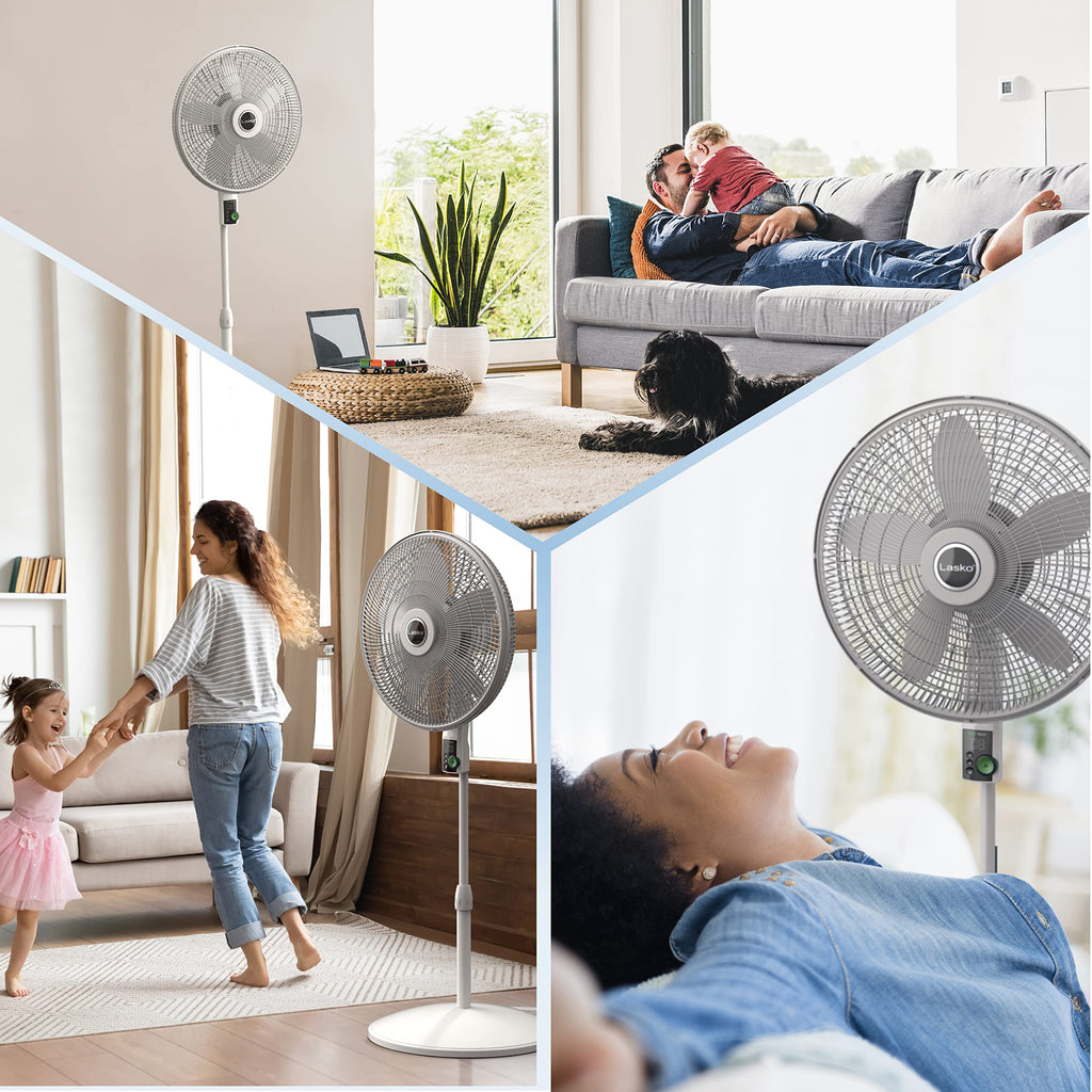 Oscillating Pedestal Fan with 12 Speeds, 8 Hour Timer, Adjustable Height, Remote Control, White L644