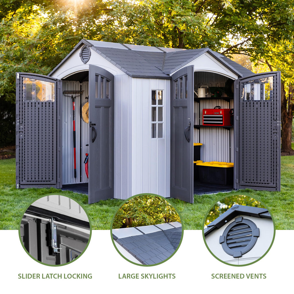10x8 Ft Gray Resin Outdoor Storage Shed with Double Doors A335457