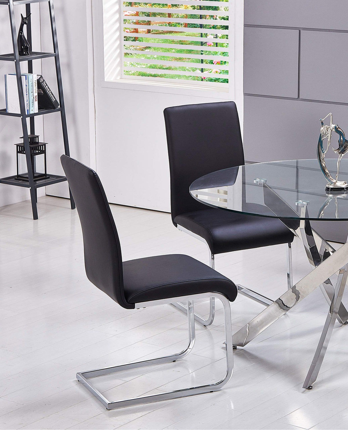 Black Faux Leather Dining Chairs Set of 2 C65177
