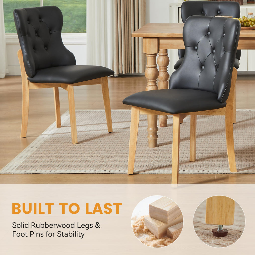 Black Upholstered Dining Chairs Set of 4 PU Leather X450432