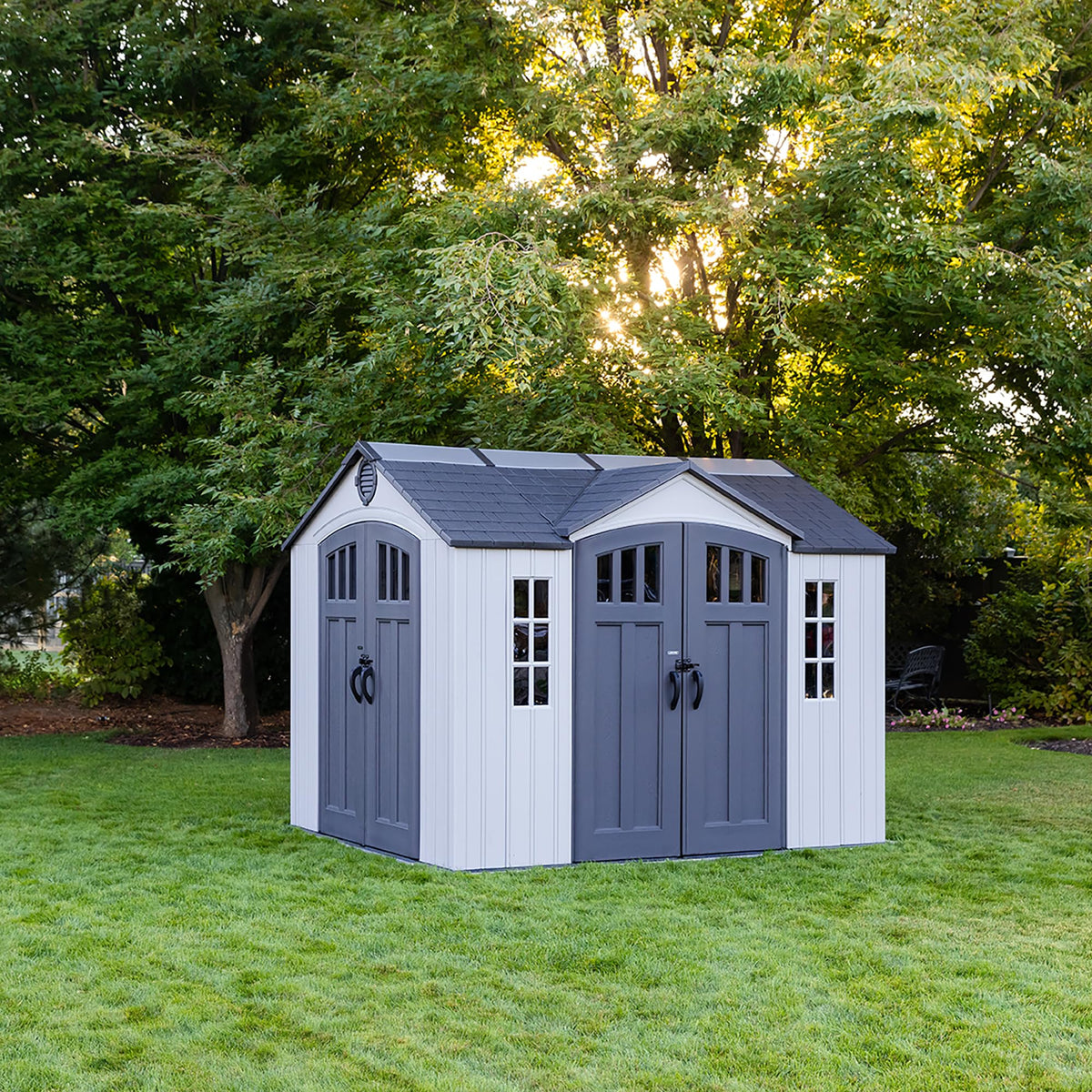 10x8 Ft Gray Resin Outdoor Storage Shed with Double Doors A335457